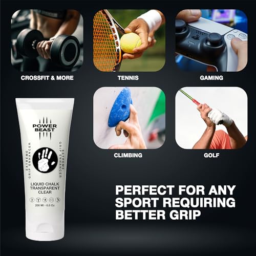 Clear Liquid Chalk, Non Sticky Grip Enhancer, Dry Hands, Transparent Liquid Chalk, Anti-Slip Solution, Dry Grip for Tennis, Golf, Pole Dancing, Gaming, and All Sports - size: 200ML