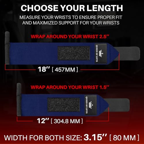 TECEUM Weightlifting 18" & 12" Wrist Wraps with Thumb Loop – Heavy Duty Wrist Workout Braces for Men and Women – Ideal for Powerlifting, Strength Training, Bodybuilding - color: Navy Blue, style: 12" – Beast Mode
