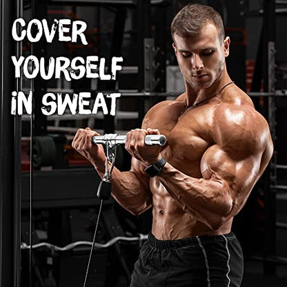 Yes4All Cable Machine Attachment, Row Handles, Tricep Rope, Straight Bar, V Bar, LAT Pulldown Accessories Load 880 LB for Home Gym - color: A. Tricep Rope + Straight Bar + V Bar