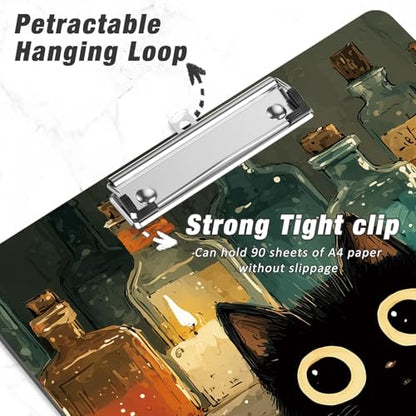 Rimilak Wood Clipboard, 8.5x11 Hardboard Clip Board, Black Cat | Fun Design, Cute Custom Pattern, 9 x 12.5 in Letter Size for Classroom, Teachers, Kid, Woman, School & Office Supply - color: Black Cat
