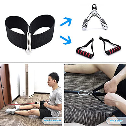 Brebebe Farmer Walk Handles Straps 2 T Bar Row Straps Multifunction Fitness Rope, Heavy Duty T-bar Strap, Dumbbell Strap for Dip Belt, Barbell Strap Rope Handles Strap, Hanging Strap Workout Equipment