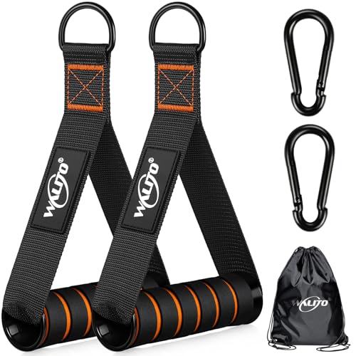 Exercise Handles, Cable Machine Handles for Gym Cable Attachments Training | 2 Pack Heavy Duty Handle with Non Slip Grip for Cable Machines, Pull Down Workouts, Resistance Bands and Home Gym Equipment - color: Black-Orange