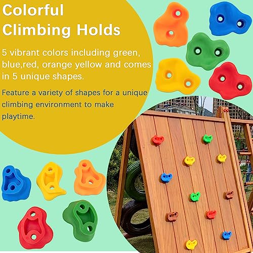 KAKO Rock Climbing Holds, Rock Wall Climbing Holds Kids, Climbing Wall Grips, Rock Climbing Wall for Kids Outside, Rock Climbing Holds for Kids with Mounting Hardware (25 Pcs)