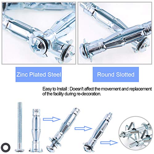 Glarks 30Pcs 6x65MM Heavy Duty Zinc Plated Steel Molly Bolt Hollow Drive Wall Anchor Screws Set for Drywall, Plaster and Tile (M6x65) - size: 6x65mm