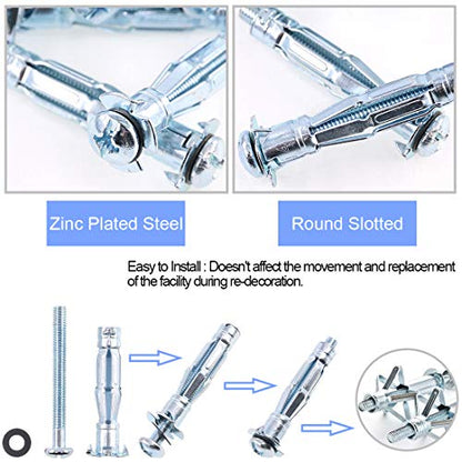 Glarks 30Pcs 6x65MM Heavy Duty Zinc Plated Steel Molly Bolt Hollow Drive Wall Anchor Screws Set for Drywall, Plaster and Tile (M6x65) - size: 6x65mm