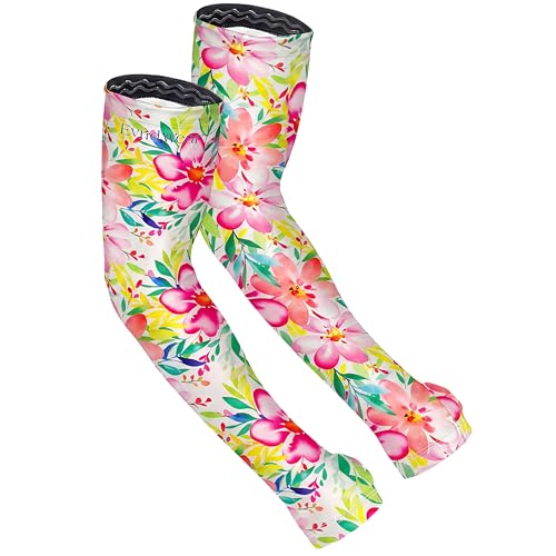 Evridwear Gardening Sleeves,UV Protection Cooling Arm Sleeve Women Men | UPF 50+ UV Sun Protection,Scratch Resistant Cover,for Farming,Driving,Outdoor - color: Spring Floral, size: XX-Large