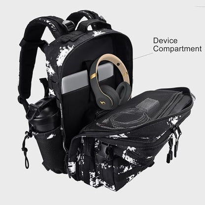 LHI Military Tactical Backpack for Men and Women 45L Army 3 Days Assault Pack Bag Large Rucksack with Shoe Compartment - color: 1.5 Black Lightning