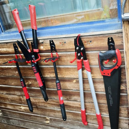 3-H Garage Wall Hooks 14 Pack,Garage Hooks Heavy Duty with Extra Welding Spots,Garage Hooks for Hanging,Garage Organizer for Garden,Lawn,Yard Tools,Chairs,Ladders,WeedEater,Shovel,Blower(Red) | Multi-Purpose Garage Hooks to Organize Garden Lawn Tools, Spo