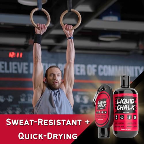 PowerGrip Liquid Chalk – Sweat-Proof, No-Mess Grip Enhancer for Weightlifting, Rock Climbing & Gymnastics - size: 250ml 1x Bottle