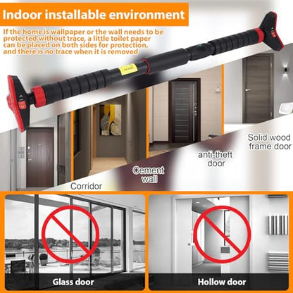 Pull Up Bar, Adjustable Strength Training Bars Without Screw, Adjustable Width Chin Up Bar for Doorway, Max Load 440 Lbs - color: Red 1