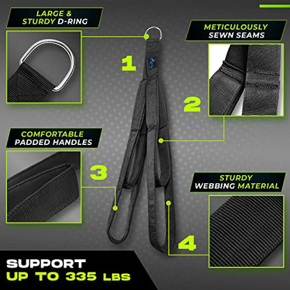 Yes4All Tricep Strap Cable Attachment 2-in-1 3D Mesh Neoprene Handles/ 2 Inches width for Different Exercises, Cable Crunch Attachment for Home Gym/Multi-Workout