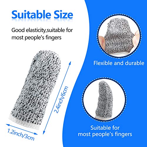 Honoson 60 Pcs Cut Resistant Finger Cots, Reusable Finger Guards, Durable Non Slip Thumb Protector Sleeve, Breathable Fingertip Covers for Kitchen Garden Sculpture Grinding Work (2.2 Inch)