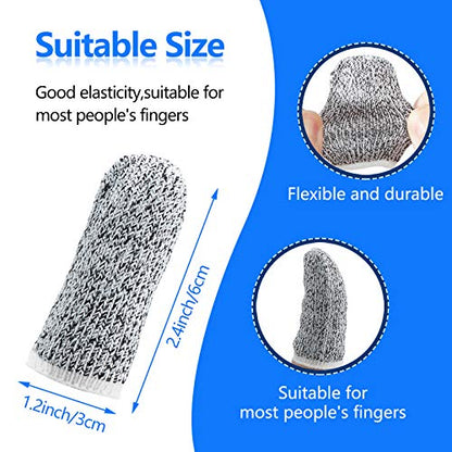 Honoson 60 Pcs Cut Resistant Finger Cots, Reusable Finger Guards, Durable Non Slip Thumb Protector Sleeve, Breathable Fingertip Covers for Kitchen Garden Sculpture Grinding Work (2.2 Inch)