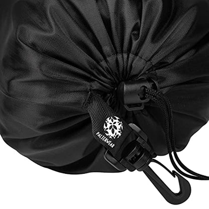 PALTERWEAR Drawstring Bag - Cinch and Ditty Pouch with Clip for Travel, Wardrobe, Outdoors - Set of 5 (Black, 10 x 15 inch) - size: 10 x 15 inch