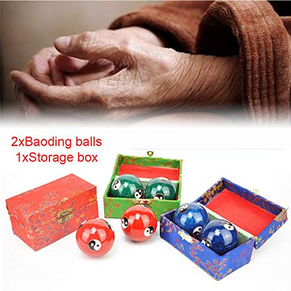 2 Pcs Baoding Balls, Chinese Health Exercise Stress Balls, Meditation Massage Handball with Box, Hand Exercise Ball for Hand Remedy and Stress Relief(Color:Green Taichi) - color: Green Taichi