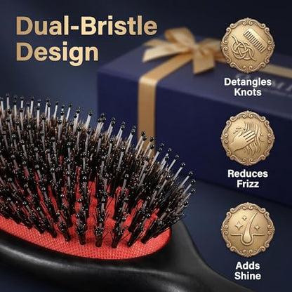 Small Boar Bristle Hair Brush Since 1965 British Craftsmanship Handmade | Wooden Mini Travel Hairbrush Gentle Detangling Smoothing Women Kids Toddler Thick Thin Fine Frizzy Hair, Compact Purse Brush - size: Small