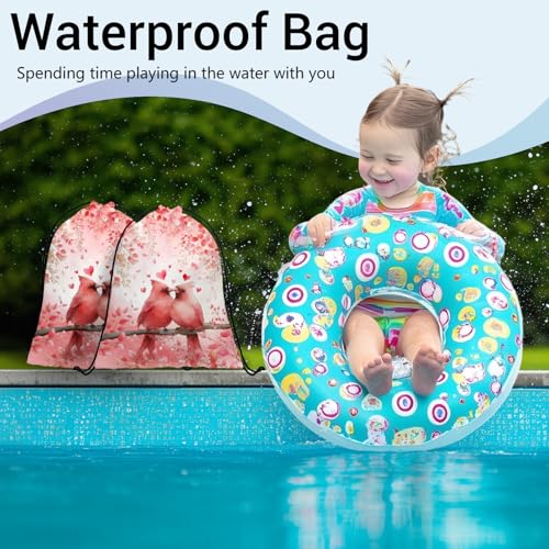 Red Grip Bag for Gymnast Bird Love Drawstring Packing Bag Small Holiday - color: Red Bird Leaf