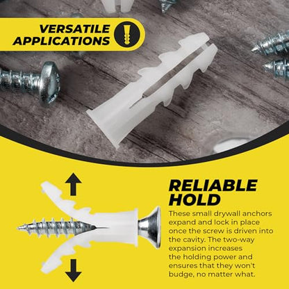 Qualihome Ribbed Plastic Drywall Anchors - Wall Anchors for Drywall - Plastic Screw Anchors for Secure Fastening (Bulk Pack, #14-16 x 1-1/4”) - size: #14-16 x 1-1/4”, style: Bulk Pack