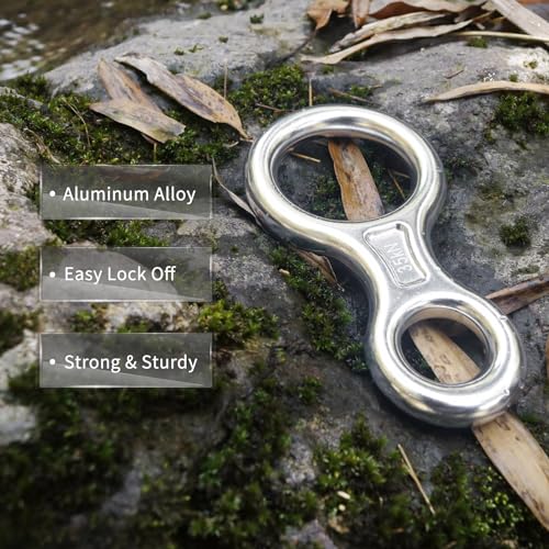 NewDoar Climbing Gear Downhill Equipment, Descender Rappel Rock Climbing Descending Belaying Equipment Rescue Figure 8 Descender Rigging Plate 35KN for Climbing Belaying and Rappeling Device - color: White