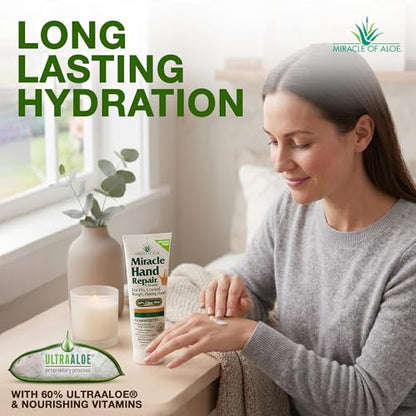 Miracle Hand Cream For Dry Cracked Hands, Hand Repair Cream, 8 Oz & 1 Oz | 60% Aloe Vera, Non Greasy Moisturizer For Working Hands, Fast Absorbing Lotion For Extremely Dry Skin, Travel Size Cream - size: 9 Ounce (Pack of 1)