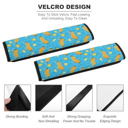 2 Piece Capybara Lemon Car Seat Belt Pad Breathable Seat Belt Cushion for Child, Stroller Pushchair High Chair, Easy Install (No Tool) - color: Pattern 1245