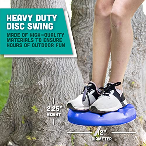 Squirrel Products Heavy Duty Blue Disc Tree Swing with Rope for Outdoor Play - Easy DIY Addition to Playset or Tree - color: Blue