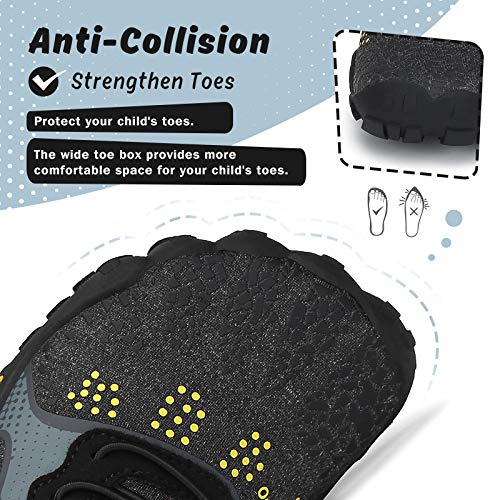SAGUARO Kids' Barefoot Shoes Boys Girls Quick Dry Aqua Athletic Sneakers Lightweight Sport Footwear Toddler Water Shoes - color: Black/Grey, size: 13 Little Kid