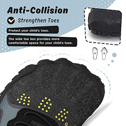 SAGUARO Kids' Barefoot Shoes Boys Girls Quick Dry Aqua Athletic Sneakers Lightweight Sport Footwear Toddler Water Shoes - color: Black/Grey, size: 11 Little Kid