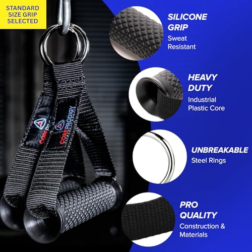 Core Prodigy Heavy Duty Exercise Handles - Grip Attachments for Cable Machine Pulleys, Gym Equipment, Resistance Bands, and Weight Lifting - style: Standard