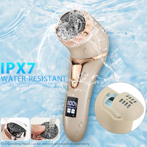 Electric Callus Remover for Feet, Portable Pedicure Kit Foot File Callus Remover, Rechargeable Waterproof Foot File for Foot Care Deadskin Remover with 9Head&LCD Display, Gold - style: Gold Electric Callus Remover +10in1+9 heads