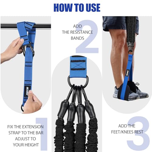 Pull Up Assistance Bands 260lbs, Heavy Pull Up Bands Resistance Bands for Pull Ups Working Out with Feet Rest, Pull Up Bar Bands Assistance Bands Strength Training Workout Equipment, Height Adjustable - color: Blue
