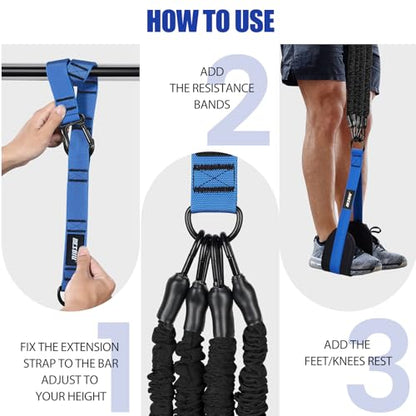 Pull Up Assistance Bands 260lbs, Heavy Pull Up Bands Resistance Bands for Pull Ups Working Out with Feet Rest, Pull Up Bar Bands Assistance Bands Strength Training Workout Equipment, Height Adjustable - color: Blue
