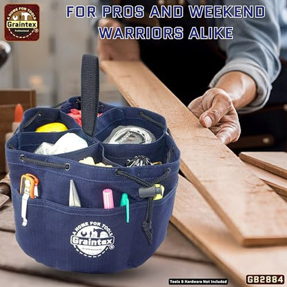 Graintex 18 Pockets Grab Bag Rip-stop Canvas Drawstring Closure, Small Part Organizer Pouch, Small Tools, Screws, Parts, Parachute Tool Bag for Efficient Storage - Navy Blue - color: Navy Blue