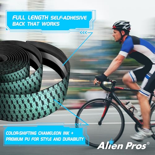 ALIEN PROS Chameleon Skin Bike Handlebar Tape (Set of 2) – Full Pattern Upgrade with Striking Color-Shifting Design and Premium Comfort Grip (Mint) - color: Mint
