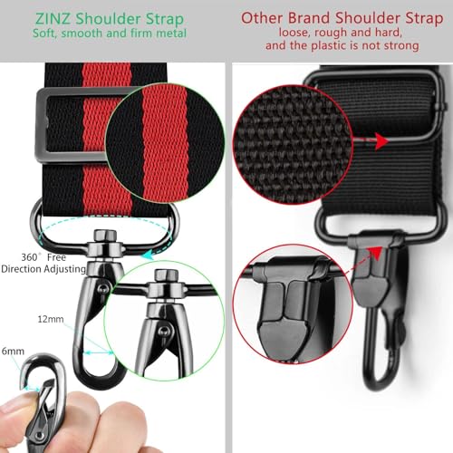 ZINZ Shoulder Strap Universal Bag Strap - 78" Ultra-Thick Padded with Dual Balanced Adjustable Buckles for Briefcase, Travel, Sports, Laptop, Crossbody Bag，Stripes-BkRBk - color: Stripes-bkrbk