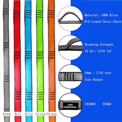 53 Inches Nylon Daisy Chains Rope Climbing Lanyard Straps Looped Strong Slings 23 kN Aerial Yoga Webbing - color: 3PCS Grey