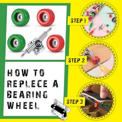 Zhehao 16 Pcs Standard Fingerboard Tool Set CNC Lathed Fingerboard Bearing Wheels Nut Driver Screwdriver for 34 mm Skateboard Trucks (Red and Green) - color: Red and Green