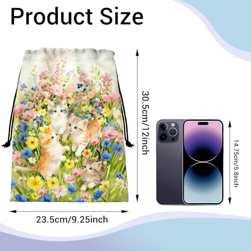 Gymnastics Grip Bag Colorful Flower Cat Small Pouch String Gym Athlete Bag - color: Colorful Floral Cat
