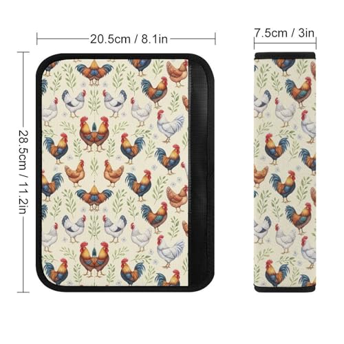 1 Pair Soft Padded Seat Belt Cover for Child, Most Cars, Cute Chicken Floral Shoulder Harness Cover, Neck and Shoulder Support - color: Pattern 884