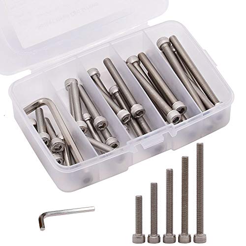 30 PCS M6 x 30mm, 40mm, 50mm, 60mm, 70mm Stainless Steel Socket Head Cap Screws with Free Hex Wrench, Hex Drive Metric Threaded Socket Screws Assortment, 304 Stainless Steel 18-8, Full Thread - size: M6 x 30, 40, 50, 60, 70mm