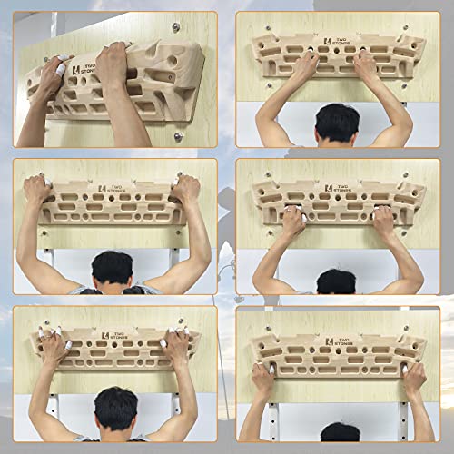 TWO STONES Wooden Hangboard Rock Climbing Pull Up Bar Designed Training for Climbing, Wooden Fingerboard Climbing Finger Board for Building Core Strength and Endurance (CJ-HB2006)