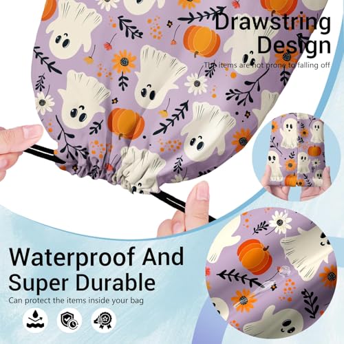 Gymnastics Grip Bag Lightweight Small Drawstring Grip Bags for Gymnasts - color: Halloween Ghost-multi