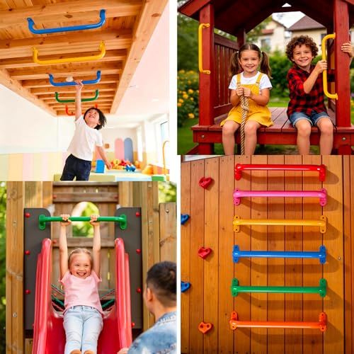 17'' Yellow Playground Handles Indoor Kids Monkey Bar Ladders 6 Pack | Heavy Duty Solid Steel, Bright Color Smooth Glossy Powder Coated, Comfy Secure Handle Bar for Playset SwingSet Climbing Frame - color: Yellow