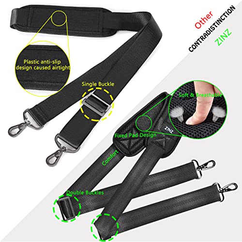 ZINZ Shoulder Strap 58" Ultra-Thick Fixed Padded and Adjustable Buckles Crossbody Strap for Briefcase Laptop Bag Luggage - color: Black