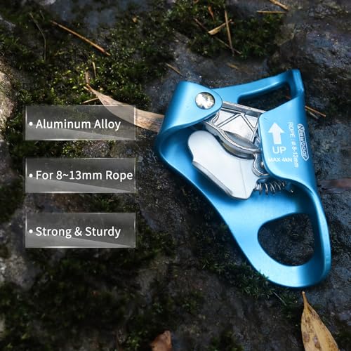 NewDoar Rock Climbing Chest Ascender Abdominal for Vertical Rope Climbing CE Certified Rope Clamp for 8~13MM Rope - color: Blue