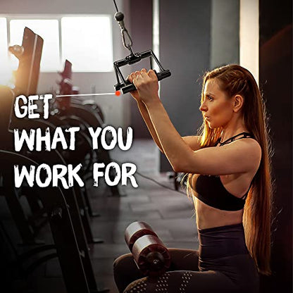 Yes4All Cable Machine Attachment, Double D Handle & Tricep Rope Cable Attachment, Weight Machine Accessories Load 880 LB for Home Gym - color: E. Double D Handle Black