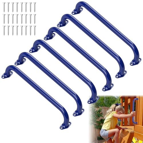 17.3 Inch Playground Handles Monkey Bars Indoor | Metal Grab Handle Hand Grips for Treehouse (Dark Blue, 6 Pack) - color: Dark Blue