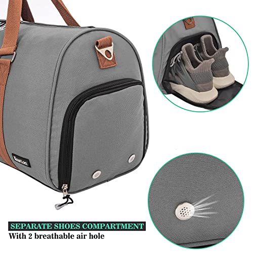 Sports Gym Bag with Shoe Compartment&Wet Pocket,Travel Duffel bag,Weekend Bag,Workout Bag Suitable for Men and Women - color: grey
