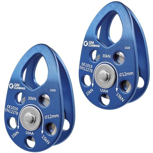 GM CLIMBING Swing Cheek Micro Pulley 30kN CE UIAA Certified - color: Ball Bearing | Blue-Pack of 2