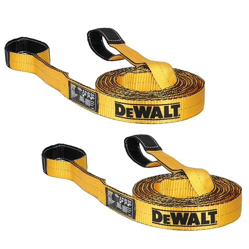 DEWALT 2"×16', 2-Ply, Type 3, Class 7 Heavy-Duty Lifting Sling, 2-Pack | 12,800 lbs Basket, 6,400 lbs Vertical, 5,120 lbs Choker Capacity, Meets WSTDA Standards for Lifting, Rigging, Construction - size: 2” x 16’, style: 2 Pack